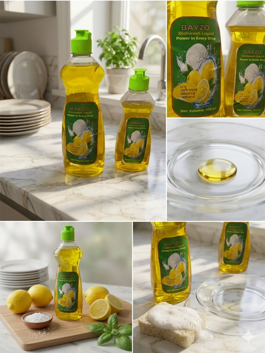 Bayzo Dish wash Liquid Lemon- 500ml + Free 250ml Dish wash Bottlee Pack - Image 3